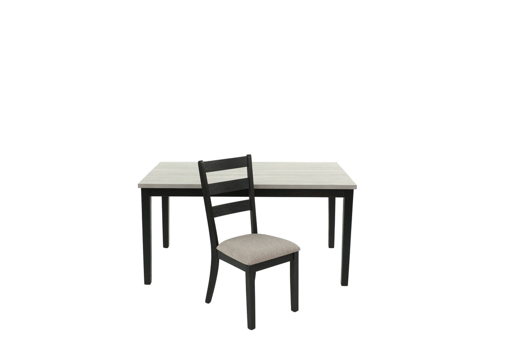 Natural Simple Wooden Table Top 7pc Dining Set Dining Room Furniture Ladder back Side Chairs Cushion Seat light 2-Tone Sand Fabric.