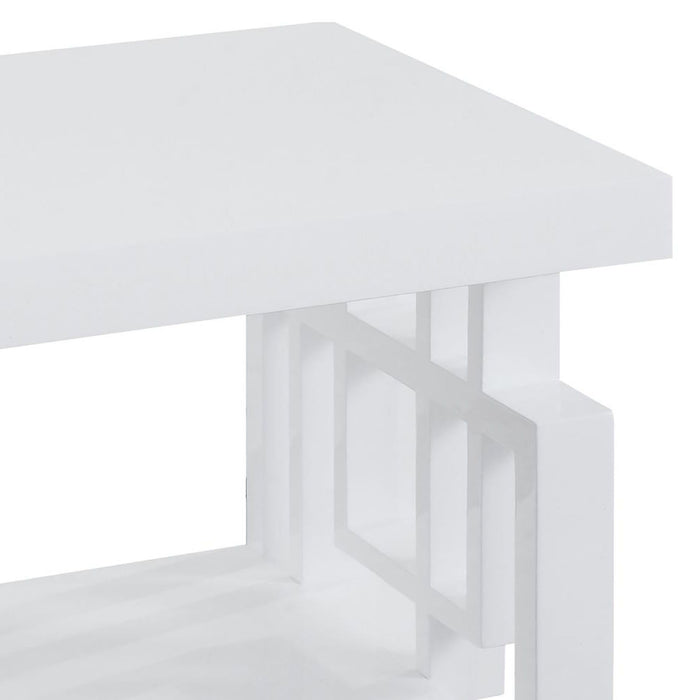 High Glossy White Rectangular End Table