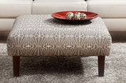 Ellis Neutral Triangle Pattern Upholstered Ottoman Glass House Furnishings
