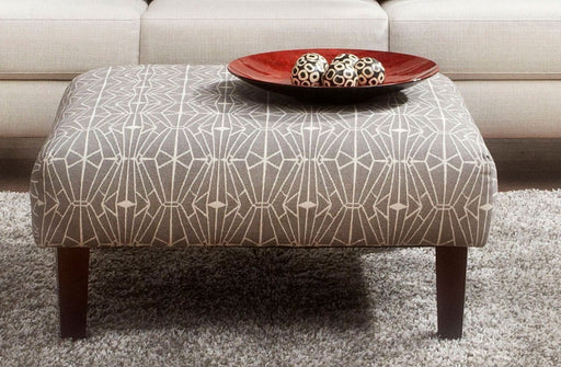 Ellis Neutral Triangle Pattern Upholstered Ottoman Glass House Furnishings