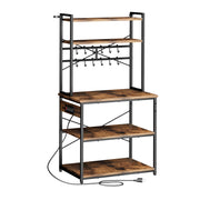 Haven Baker's Rack with Power Outlet and Hanging Hooks Glass House Furnishings