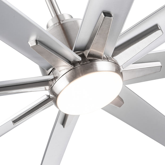 Smart 72" Integrated LED Ceiling Fan with Silver Blades in Brushed Nickel Finish