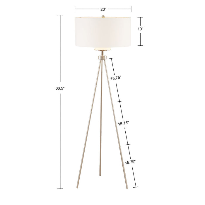 Pacific Tripod Metal Tripod Floor Lamp with Glass Shade