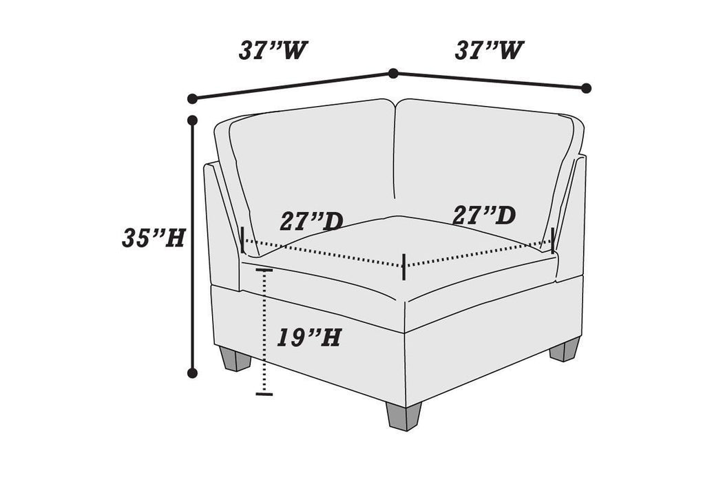 Living Room Furniture Tan Chenille Modular Sectional 6pc Set Corner Sectional Modern Couch 3x Corner Wedge 2x Armless Chairs and 1x Ottoman Plywood