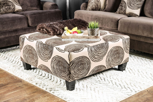 Hudson Oversized Brown Patterned Upholstered Ottoman Glass House Furnishings