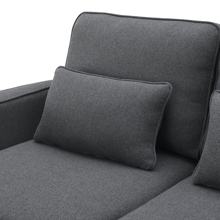 Modern 104" 4-Seater Linen Sofa with Armrest Pockets and Pillows