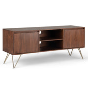 Hunter 60 inch Wide Solid Mango Wood TV Stand in Urban Brown For TVs up to 65 inches Glass House Furnishings