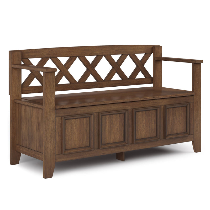 Amherst Rustic Natural Solid Wood Entryway Storage Bench Glass House Furnishings