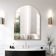 Avery Gold Metal Framed Arched Bathroom Mirror Glass House Furnishings