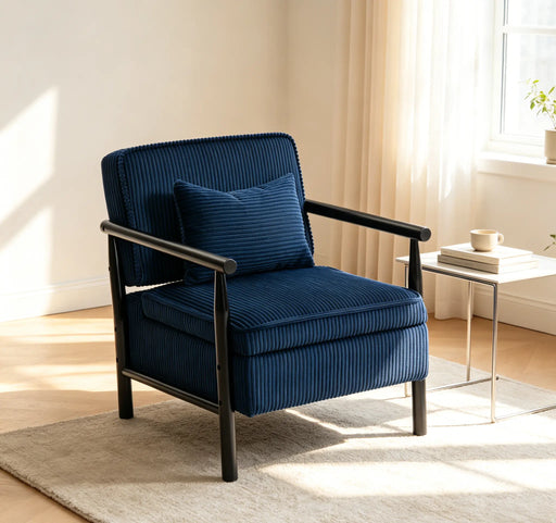 Storage Chair,Mid Century Modern Accent Chair with Wood Frame, Upholstered Living Room Chairs with Waist Cushion, Reading Armchair for Bedroom Sunroom Glass House Furnishings