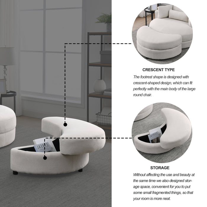 [Video] Welike Swivel Accent Barrel Modern Sofa Lounge Club Big Round Chair with Storage Ottoman Linen Fabric for Living Room Hotel with Pillows