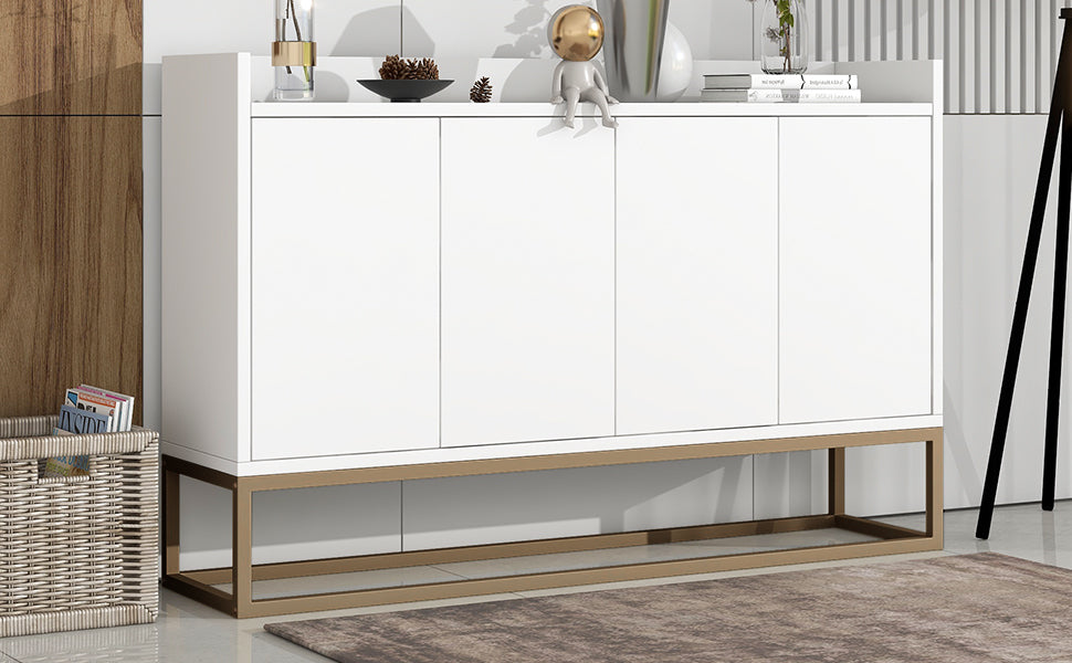 TREXM Modern Sideboard Elegant Buffet Cabinet with Large Storage Space for Dining Room, Entryway (White)