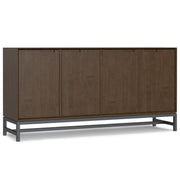 Banting 4 Door Sideboard Buffet in Walnut Brown with Graphite Grey Metal Frame, Crafted from Solid Rubberwood, 18' D x 72' W x 36' H Glass House Furnishings