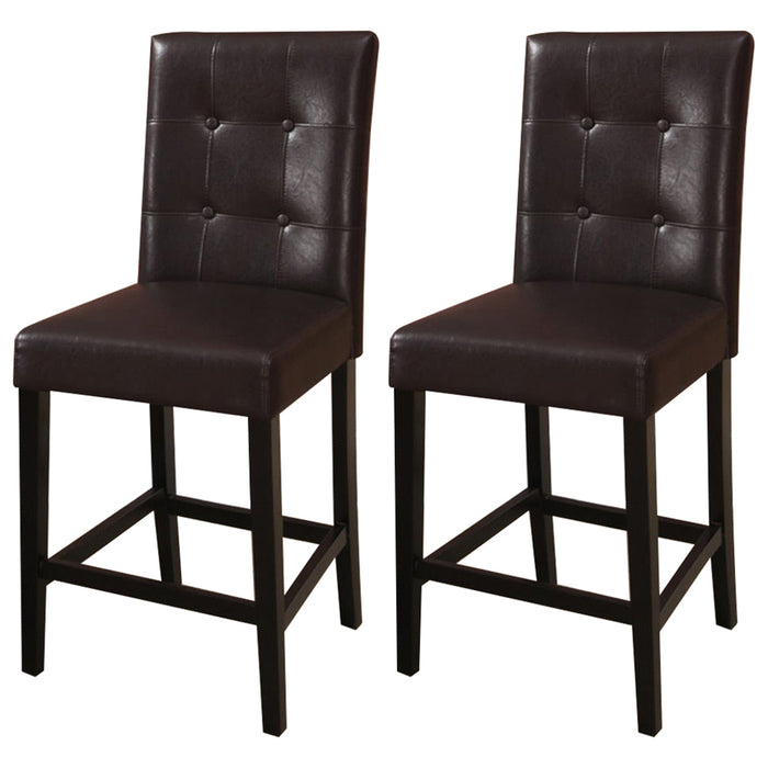 Set of 2 Brown Finish Counter Height Chairs, Dining Seating with Tufted Back & Cushion - Ideal for Kitchen or Dining Room