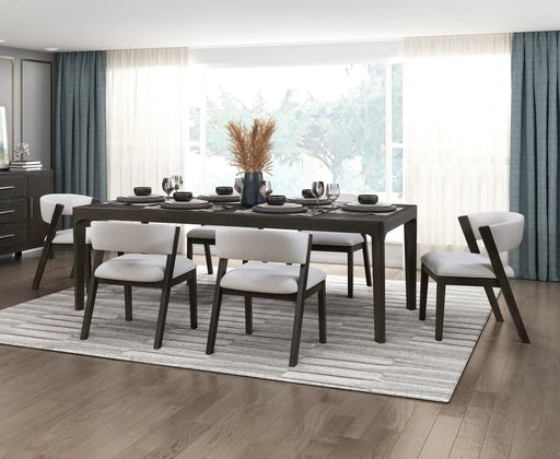 Black Finish Luxury Dining Set 7pc Large Extendable Table and 6 Side Chairs Upholstered Curved Back High-Quality Furniture Glass House Furnishings