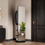Sterling Black Rotating Full-Length Mirror with Coat Rack Glass House Furnishings