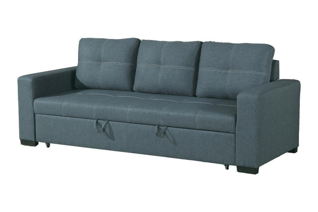 Polyfiber Convertible Sofa Bed, Sofa with Pull-Out Bed, Blue Grey