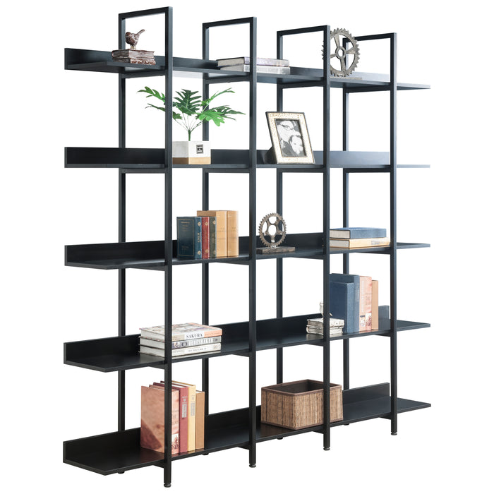 [VIDEO] 5 Tier Bookcase Home Office Open Bookshelf, Vintage Industrial Style Shelf with Metal Frame, MDF Board