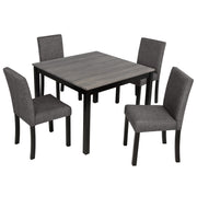 Modern 5-Piece Dining Table Set with 4 Chairs for Kitchen or Dining Room – Light Grey & Black Two-Tone Glass House Furnishings