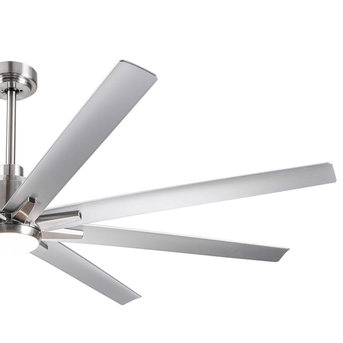 Smart 72" Integrated LED Ceiling Fan with Silver Blades in Brushed Nickel Finish