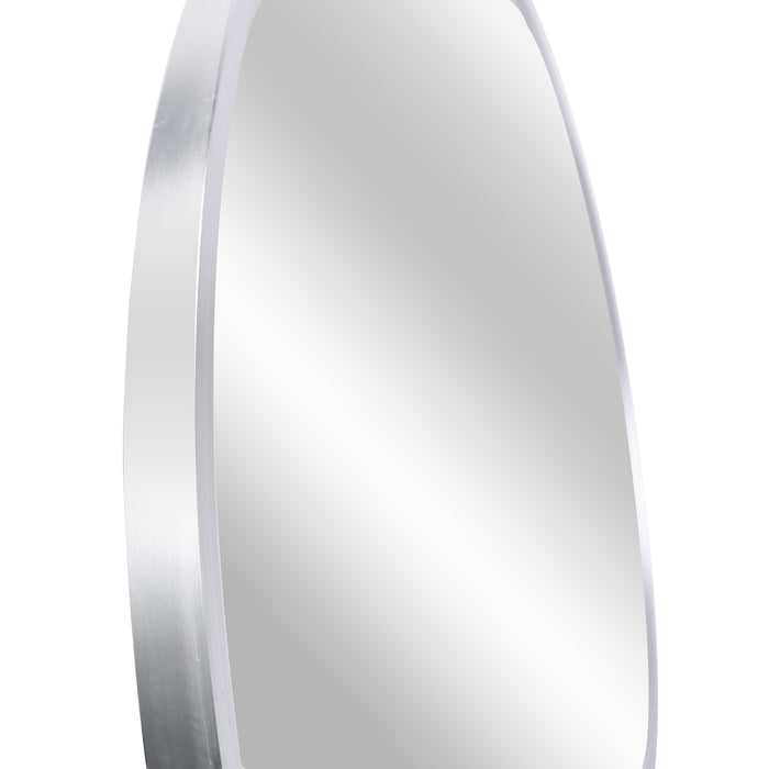 Silver 39 Inch Metal Round Bathroom Mirror