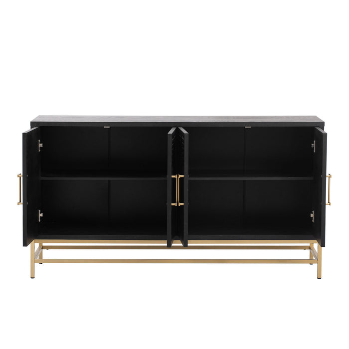 TREXM Retro Style Sideboard with Adjustable Shelves, Rectangular Metal Handles and Legs for  Kitchen, Living room, and Dining Room  (Black)