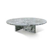 Blue Gray Natural Marble Coffee Table with Polished Surface for Living Room, Natural Stone Ø35.4 h9.8 Inch Glass House Furnishings