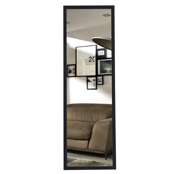 Third generation, black thick wooden frame full body mirror, large floor standing mirror, dressing mirror, decorative mirror, suitable for bedrooms, living rooms, clothing stores57.9"*18.1"