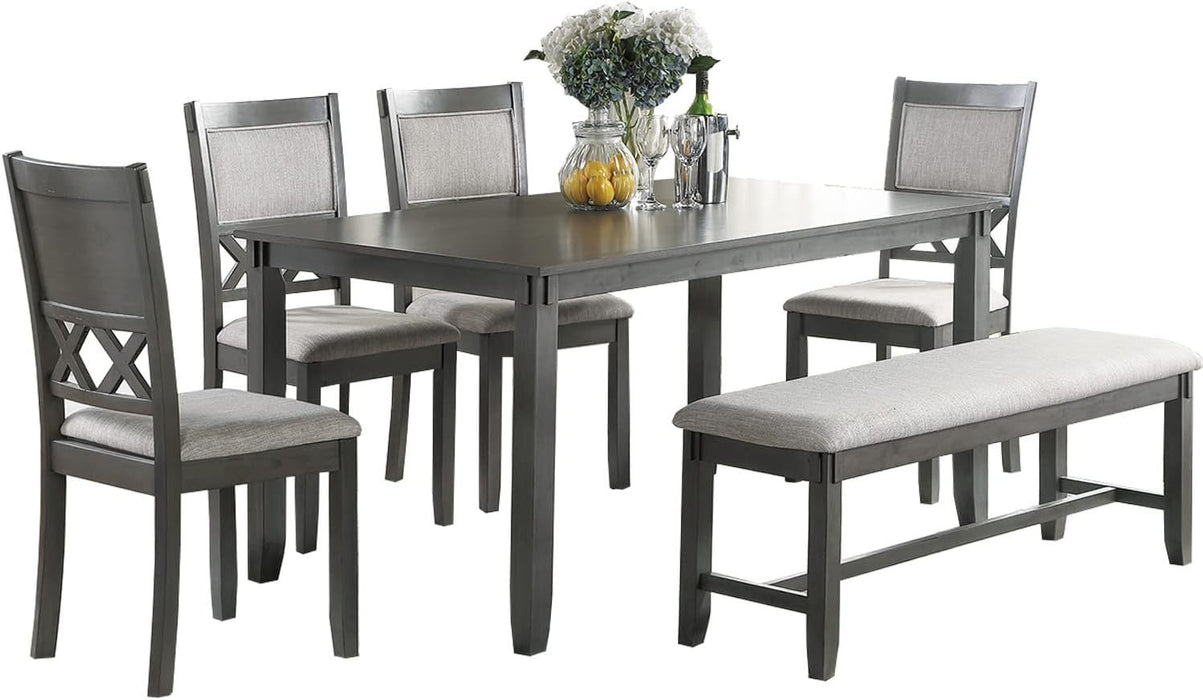 Gray Color Dining Room Furniture Unique Modern 6pc Set Dining Table 4x Side Chairs and A Bench Solid wood Rubberwood and veneers