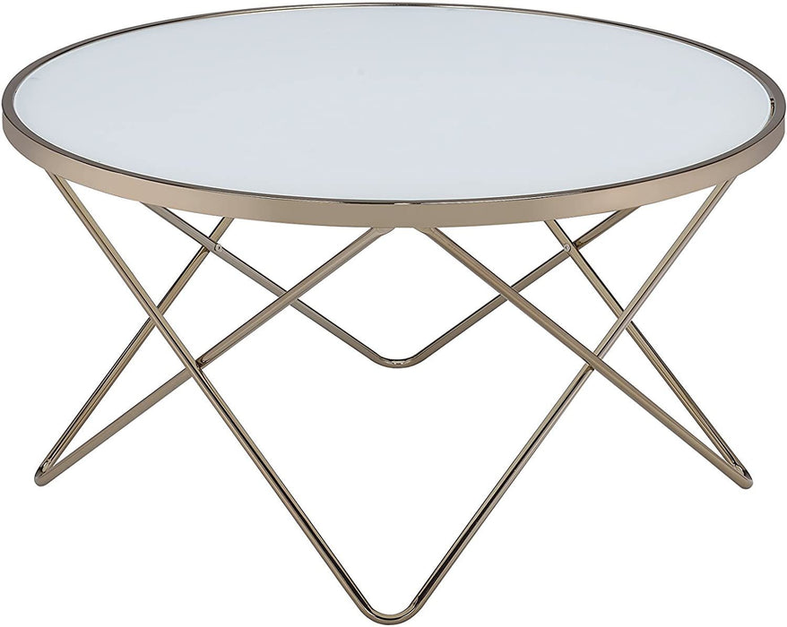 ACME Valora Coffee Table in Champagne & Frosted Glass 81825