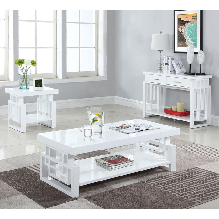 High Glossy White Rectangular End Table