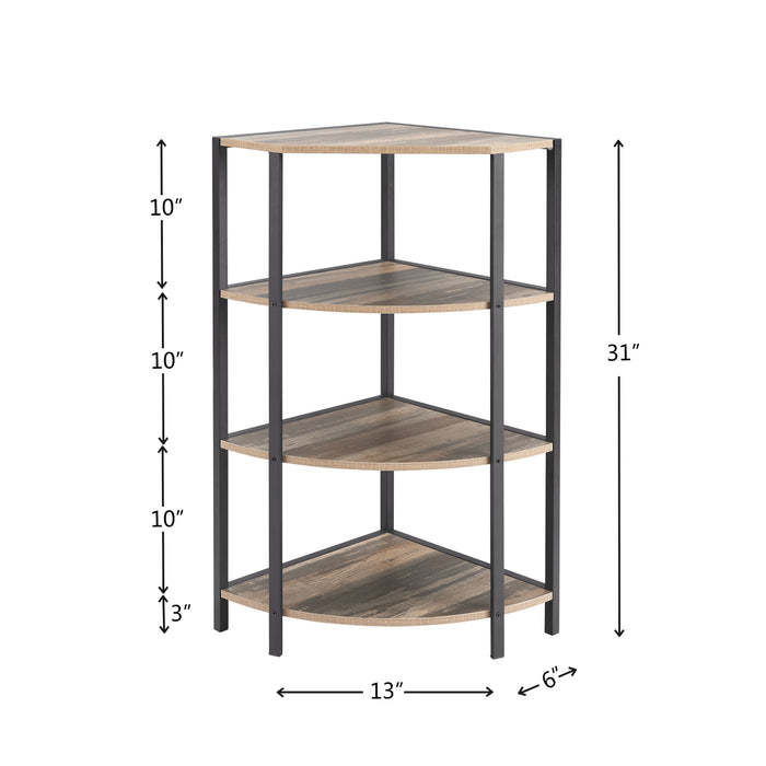 4-Tier Corner Open Shelf,Bookcase Freestanding Shelving Unit,Plant Stand Small Bookshelf for Living Room, Home Office, Kitchen, Small Space