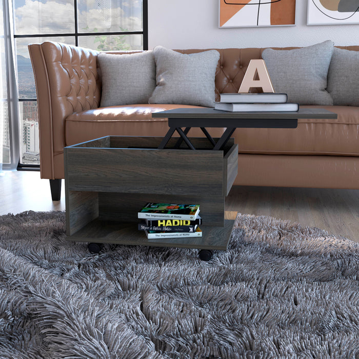 Lift Top Coffee Table Mercuri, Casters, Carbon Espresso Finish