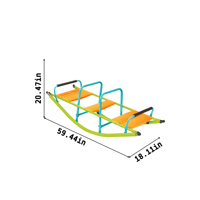 XSS008 high quality kids seesaw plastic seat playground equipment cute baby plastic rocker outdoor children blue and green  steel tube for kids age 3+