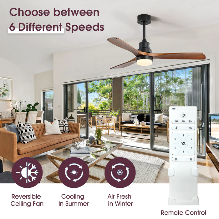 52-Inch Ceiling Fan Light With 6-Speed & Remote, Reversible Energy Saving DC Motor