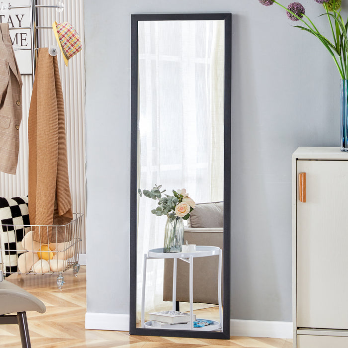 Third generation, black thick wooden frame full body mirror, large floor standing mirror, dressing mirror, decorative mirror, suitable for bedrooms, living rooms, clothing stores57.9"*18.1"