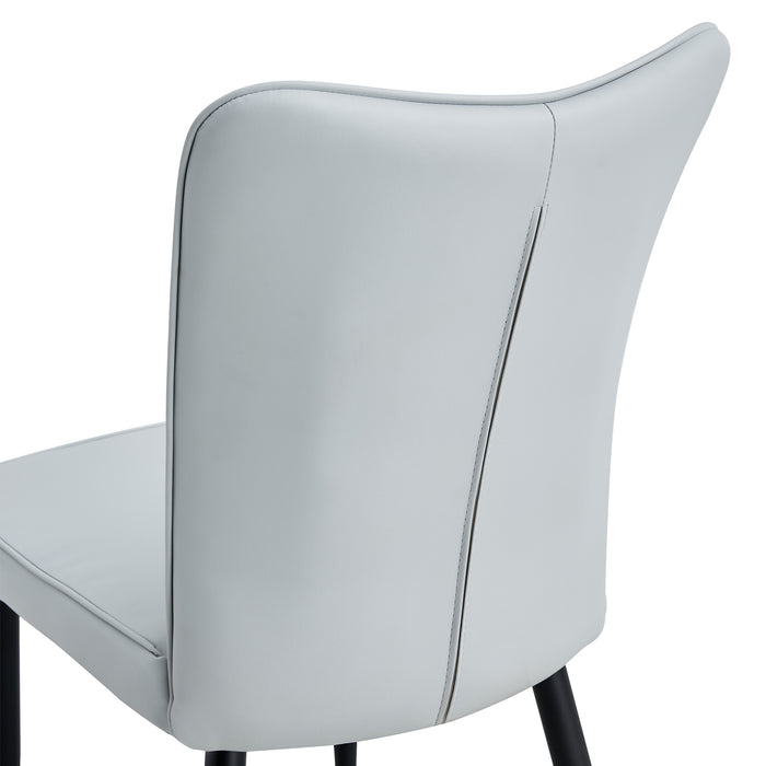 Modern minimalist dining chairs and office chairs. 4-piece set of light gray PU seats with black metal legs. Suitable for restaurants, living rooms, and offices. C-008