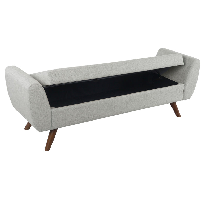 Rae Light Gray Upholstered Storage Bench Glass House Furnishings