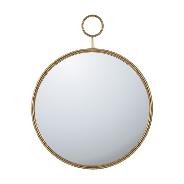 26" x 32" Circle Wall Mirror with Gold Metal Frame, Accent Mirror for Living Room, Entryway, Office