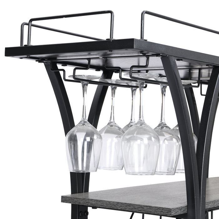 Industrial Bar Cart, Kitchen & Serving Cart with Wheels, 3-Tier Storage Shelves