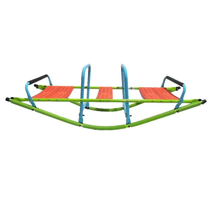 XSS008 high quality kids seesaw plastic seat playground equipment cute baby plastic rocker outdoor children blue and green  steel tube for kids age 3+