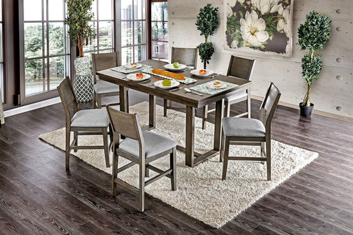 Dining Room 7pc Counter Height Dining Set Gray Counter Height Table 6x Chairs Padded Fabric Cushion Glass House Furnishings