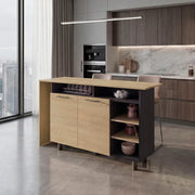 Korega TRB Kitchen Island Modern Kitchen Island with Storage Cabinet Drawers Glass House Furnishings