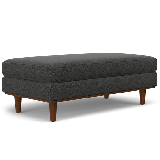 Morrison Charcoal Gray Woven Fabric Rectangular Ottoman Glass House Furnishings