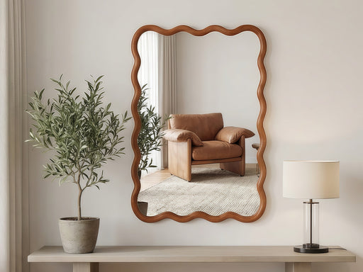 Monroe Yellow-Brown Wavy Rectangle Wall Mirror | Glass House Furnishings