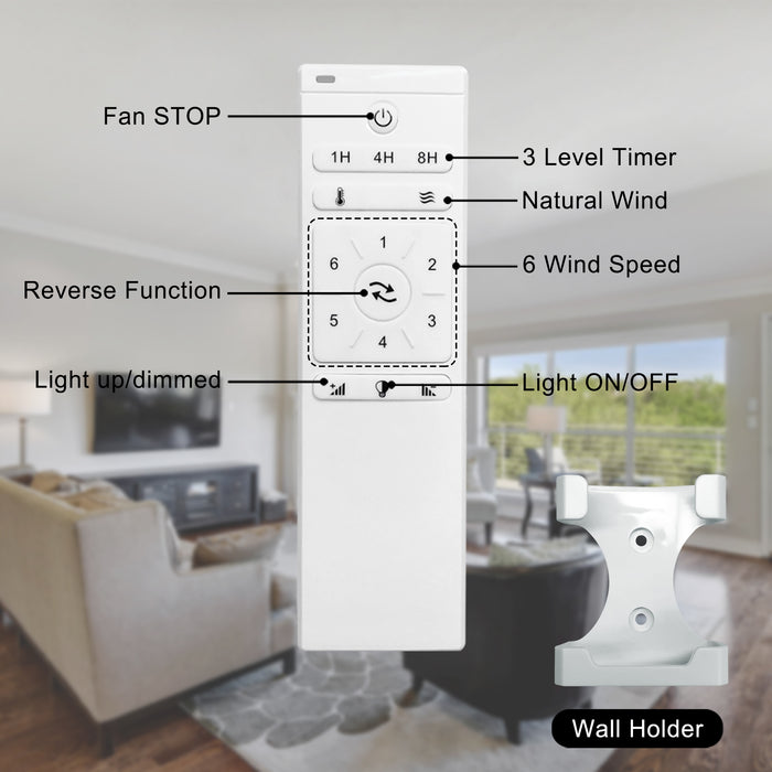 52-Inch Ceiling Fan Light With 6-Speed & Remote, Reversible Energy Saving DC Motor