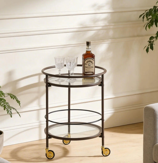 Jennings Coffee Brown Round Furniture | Glass House Furnishings