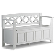 Amherst White Solid Wood Entryway Storage Bench Glass House Furnishings