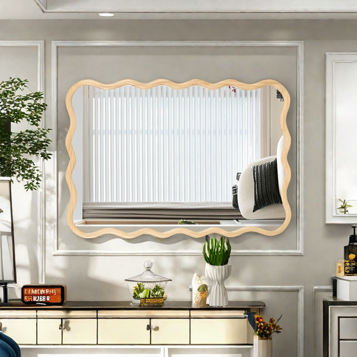 Stonehaven Natural Wood Wavy Wall Mirror | Glass House Furnishings