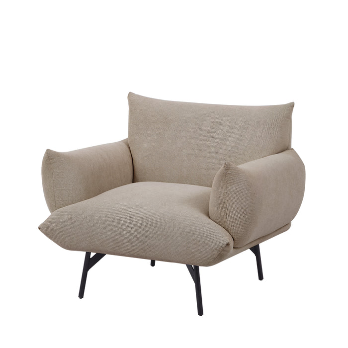 Oversized Living Room Accent Armchair Upholstered-Single Sofa Chair, Mid-Century Modern Comfy Fabric Armchair with Metal Leg for Bedroom Living Room Apartment